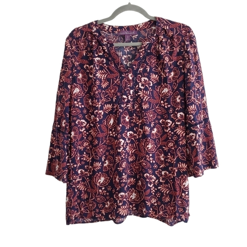 Gloria Vanderbilt Floral Bell Sleeve V-Neck Tunic